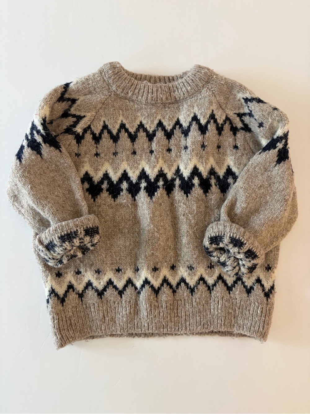 Zara Kids Patterned Knit Crewneck Sweater Size 3T Fair Isle Stylish Toddler